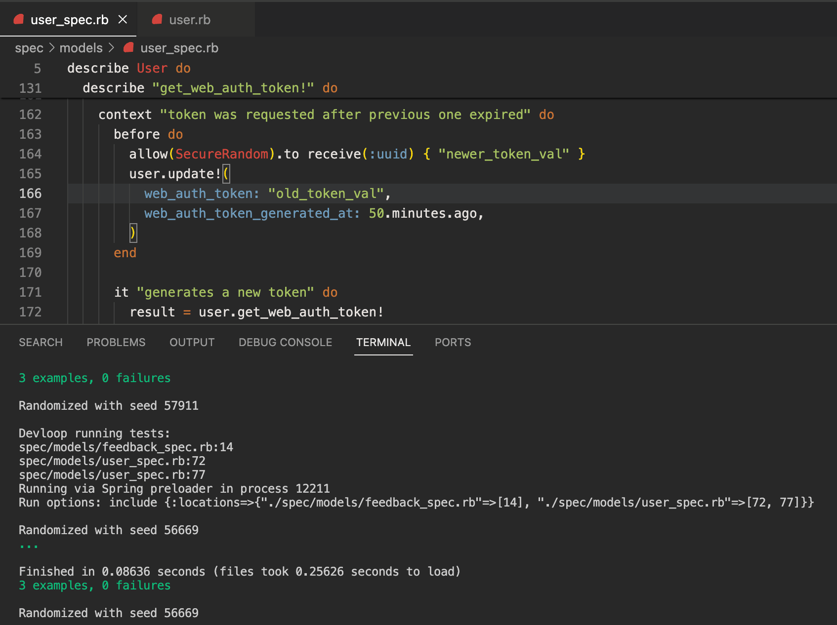 devloop gem running selected Rspec tests
